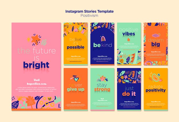 Instagram stories with positivism concept