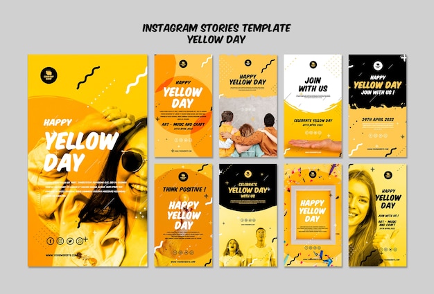 Instagram stories with yellow day template