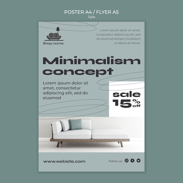 Interior decor sale vertical poster template