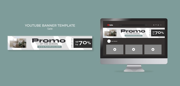 PSD gratuito modello di banner youtube di vendita di arredamento d'interni