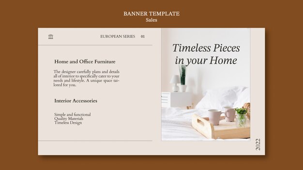 Interior decor sales horizontal banner template with furniture