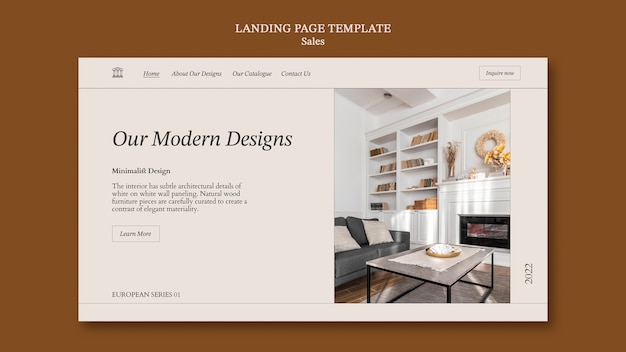 Interior decor sales  landing page template with furniture