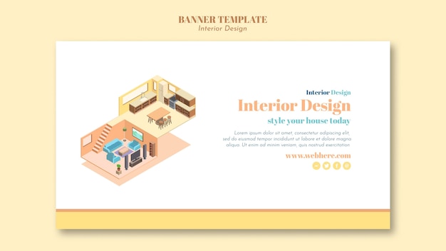 PSD gratuito modello di banner di interior design