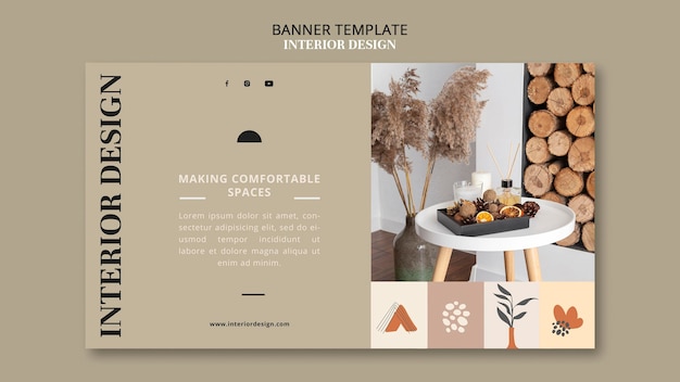 PSD gratuito modello di banner di interior design