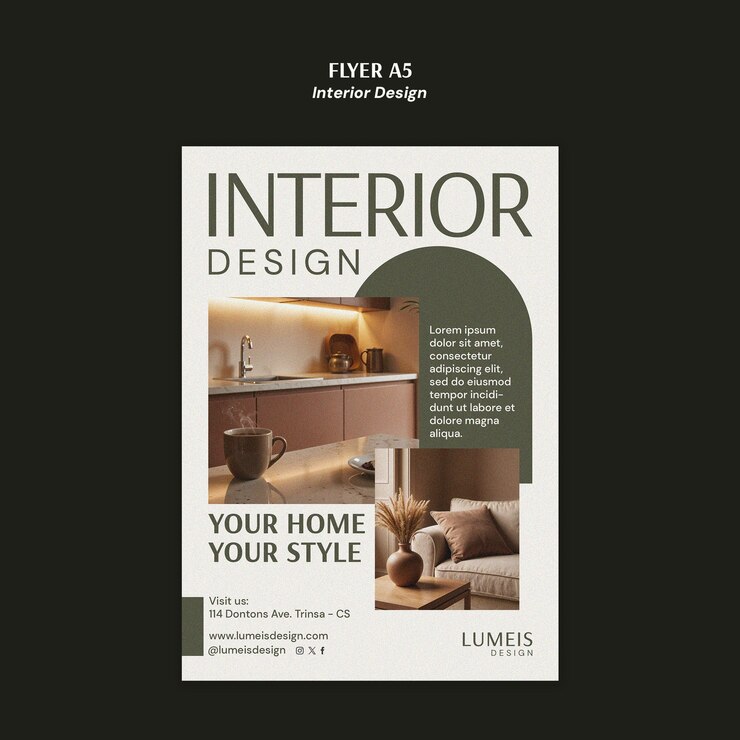 Free PSD interior design flyer for home styling and decor