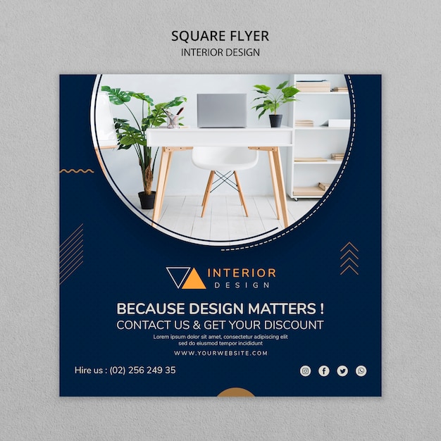 Interior design flyer template