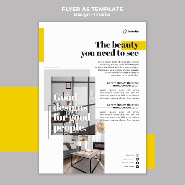 Interior design flyer template