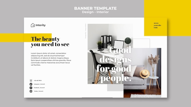 Interior design furniture banner template