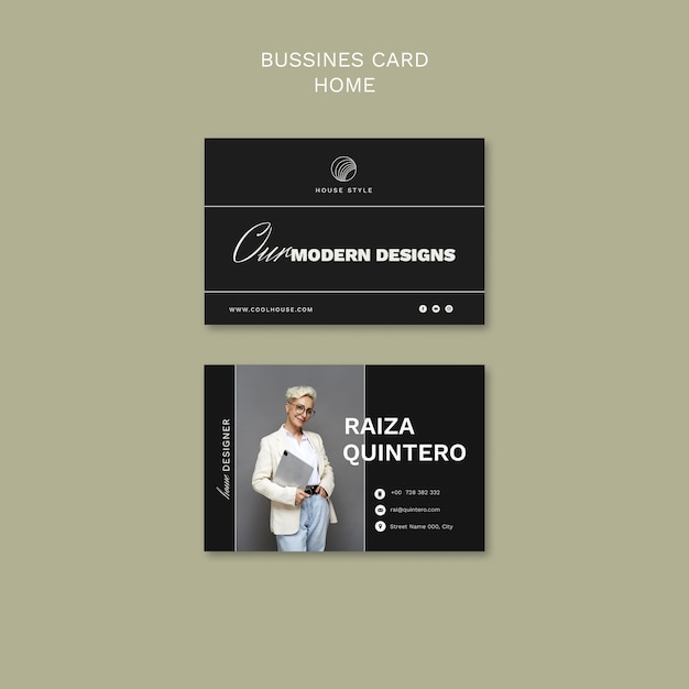 Interior design and home style horizontal business card template