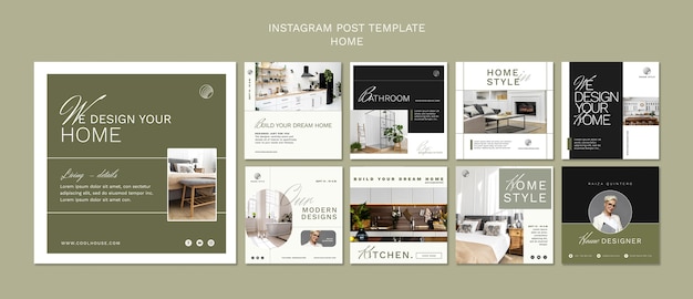 Free PSD interior design and home style instagram posts collection
