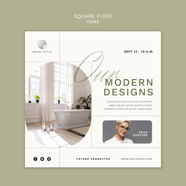 Interior design and home style square flyer template
