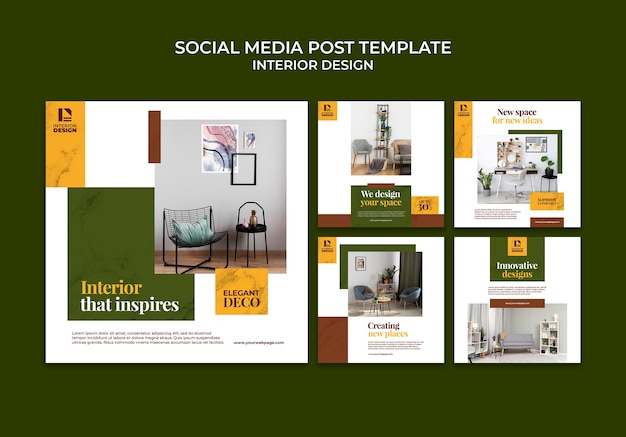 Interior design instagram posts template