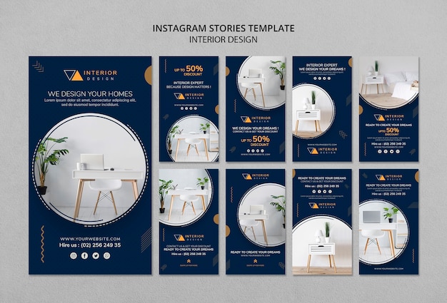 PSD gratuito modello di storie di instagram di interior design