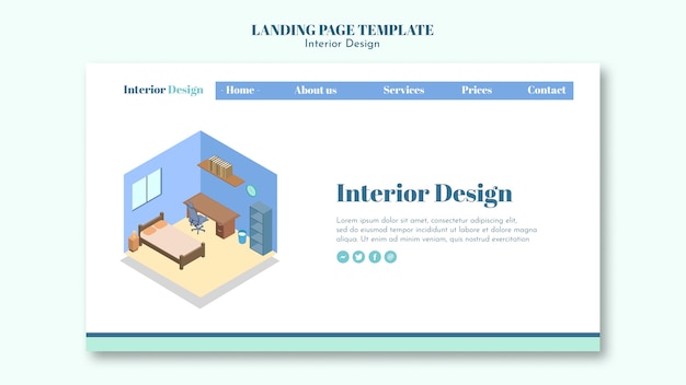 Interior design landing page template