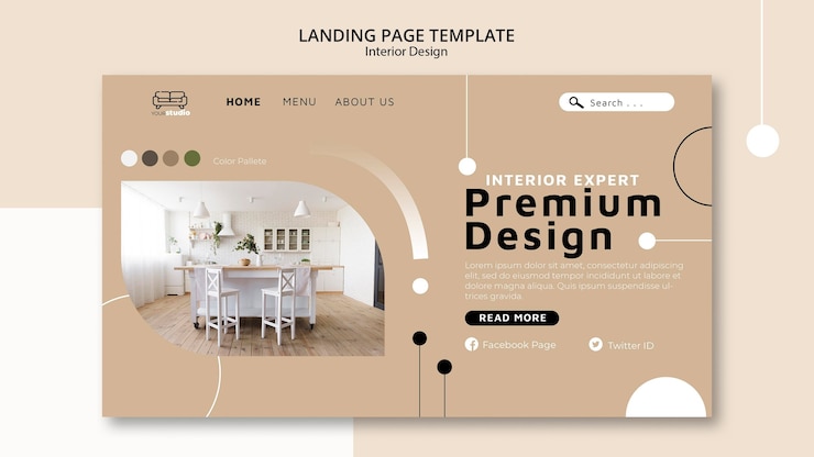Free PSD interior design landing page template