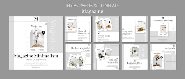 PSD gratuito collezione di post di instagram per riviste di interior design