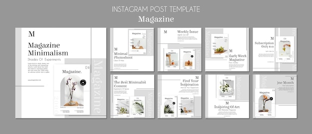 PSD gratuito collezione di post di instagram per riviste di interior design