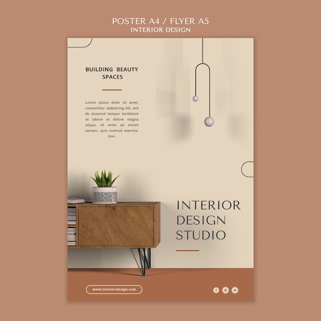 Interior design poster flyer template