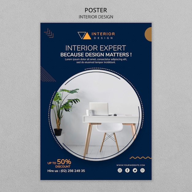 Free PSD interior design poster template