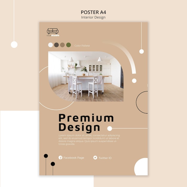 PSD gratuito modello di poster di interior design