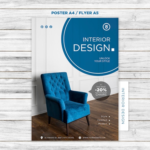 Free PSD interior design poster template