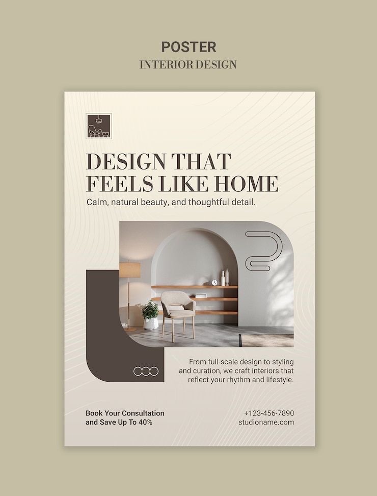 Free PSD interior design poster template
