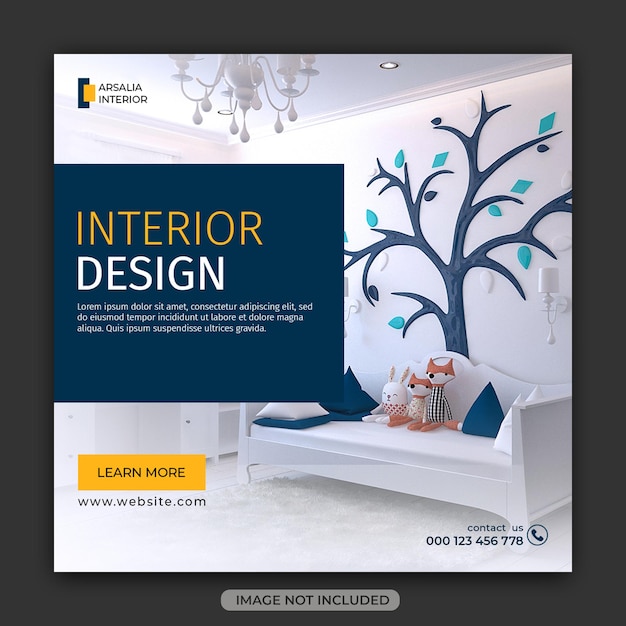 Interior design social media post or instagram banner template