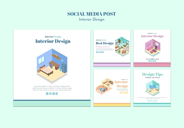 PSD gratuito modello di post sui social media di interior design