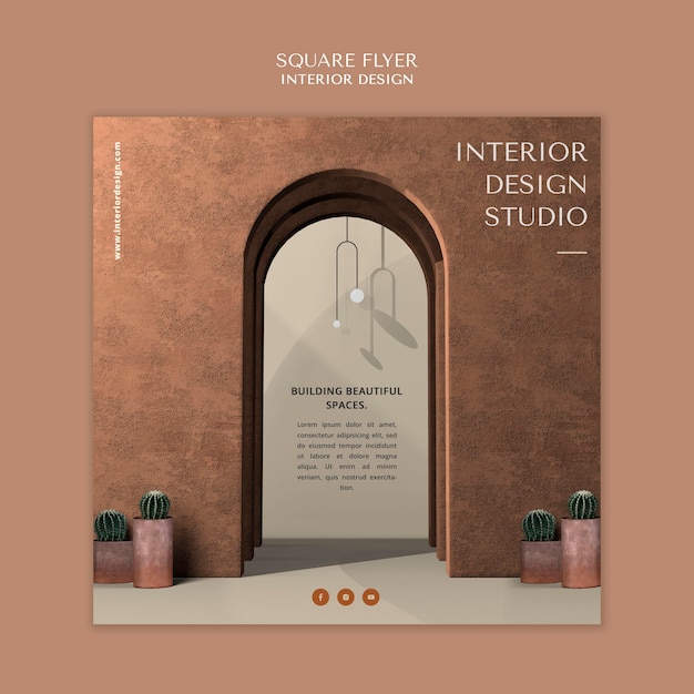 Free PSD interior design square flyer template