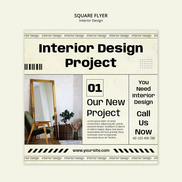 Free PSD interior design square flyer