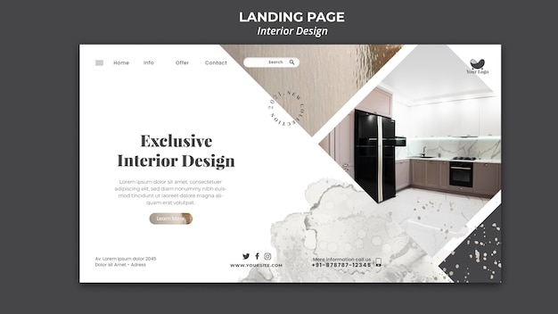 Free PSD interior design template landing page