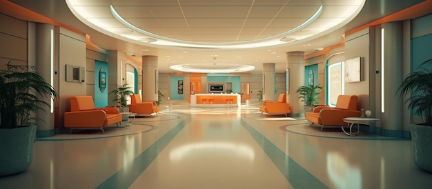 Free PSD interior of luxury hospital hall generative ai