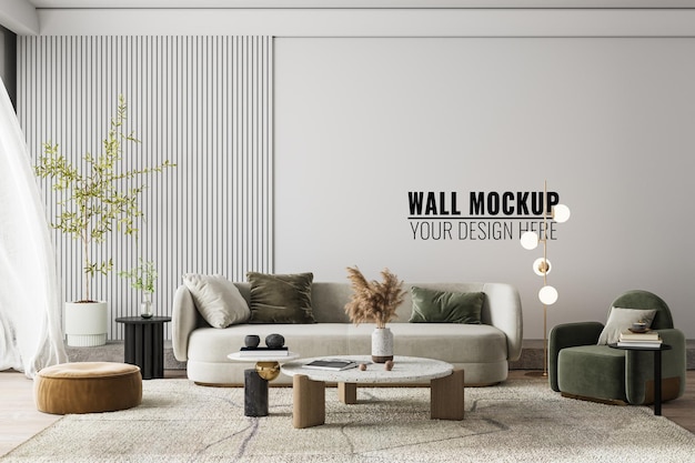 Interior Modern Living Room Wall Mockup