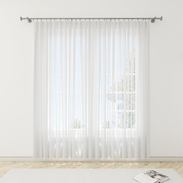 Interior room with white curtains