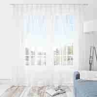 Free PSD interior room with white curtains