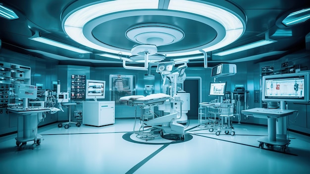 Free PSD interior view of operating room generative ai