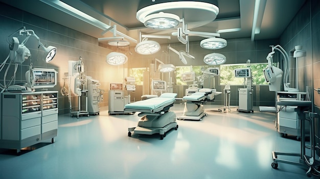 Free PSD interior view of operating room generative ai
