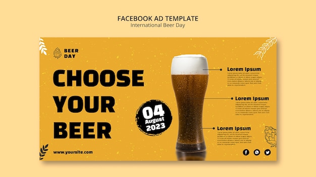 無料PSD 国際ビールの日の facebook テンプレート
