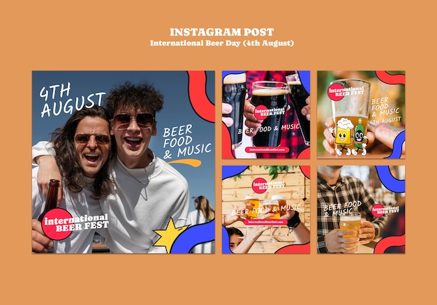 PSD gratuito post su instagram per la giornata internazionale della birra