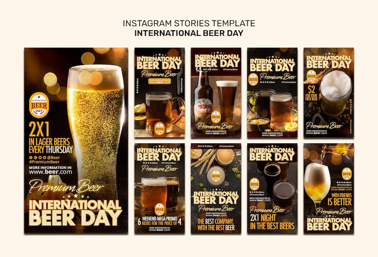 Free PSD international beer day instagram stories