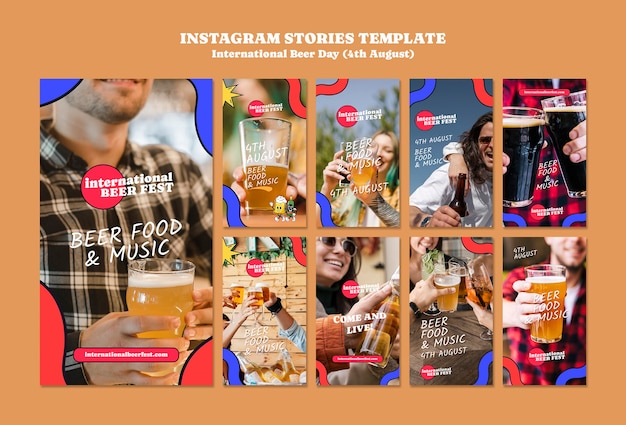 Free PSD international beer day instagram stories