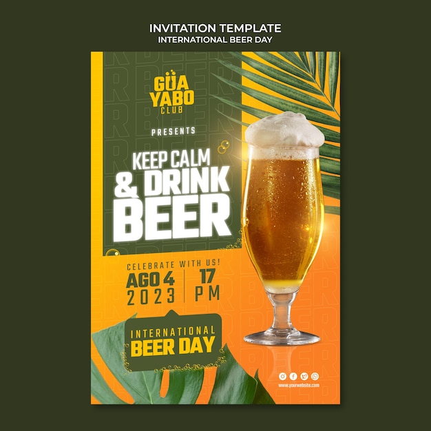 International Beer Day Invitation Template – Free PSD Download