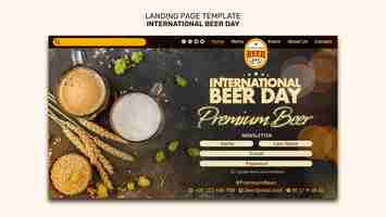 PSD gratuito modello di pagina di destinazione della giornata internazionale della birra