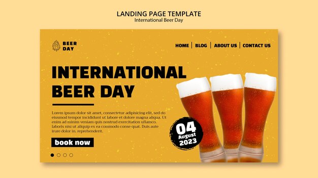 無料PSD 国際ビールデーのランディングページ