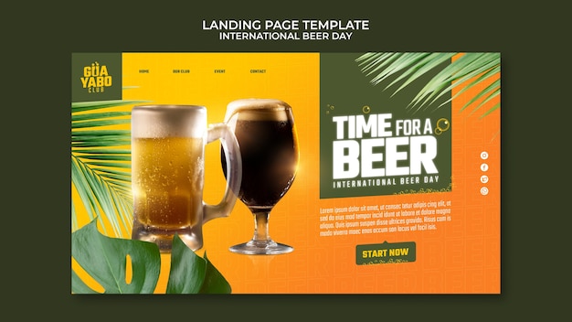 Free PSD international beer day landing page