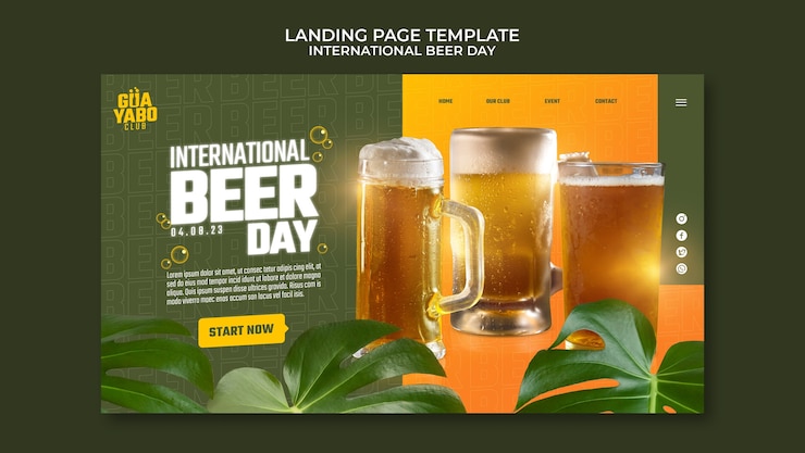 Free PSD international beer day landing page