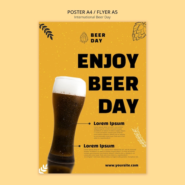 Free PSD international beer day poster template