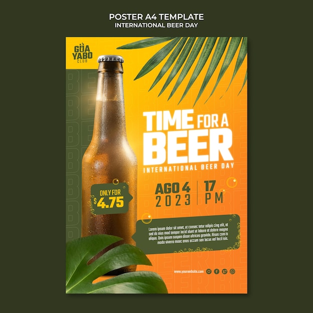 Free PSD international beer day poster template