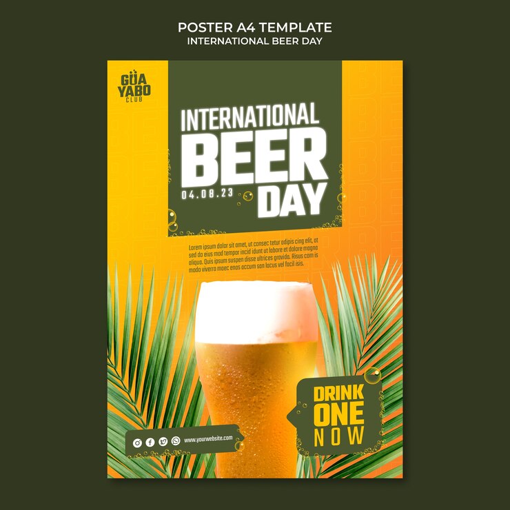 Free PSD international beer day poster template