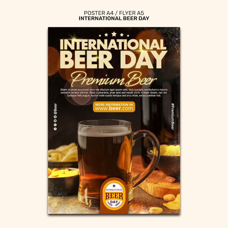 Free PSD international beer day poster template
